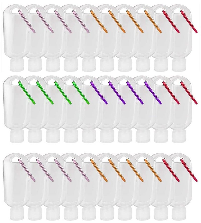 spmimi 30 Pack Travel Plastic Clear Keychain Bottles Leakproof Refillable Empty Bottles Portable Squeeze Containers with Flip Cap50ml17oz